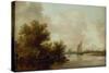 Wooded River Landscape with Fishermen-Jan Van Goyen-Stretched Canvas