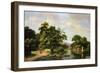 Wooded River Landscape with Peasants Unloading a Ferry-Marinus Adrianus Koekkoek-Framed Premium Giclee Print