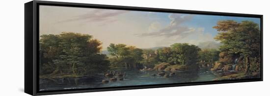 Wooded River Landscape-George the Elder Barret-Framed Stretched Canvas