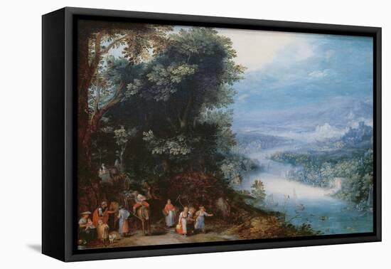 Wooded River Scenery with Road Way, C. 1602-Feb Brueghel-Framed Stretched Canvas