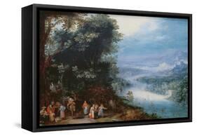 Wooded River Scenery with Road Way, C. 1602-Feb Brueghel-Framed Stretched Canvas