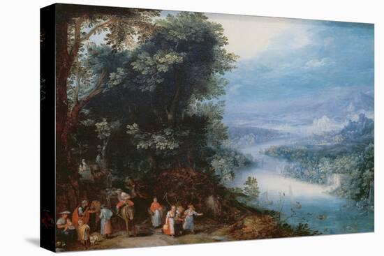 Wooded River Scenery with Road Way, C. 1602-Feb Brueghel-Stretched Canvas