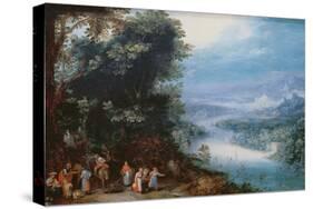 Wooded River Scenery with Road Way, C. 1602-Feb Brueghel-Stretched Canvas