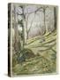 Wooded Slope with Four Figures-John William Inchbold-Stretched Canvas