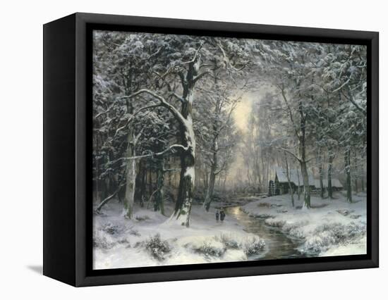 Wooded Winter Landscape, c.1899-Carl Fahrbach-Framed Stretched Canvas