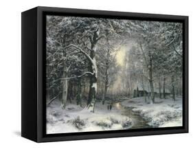 Wooded Winter Landscape, c.1899-Carl Fahrbach-Framed Stretched Canvas