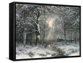 Wooded Winter Landscape, c.1899-Carl Fahrbach-Framed Stretched Canvas