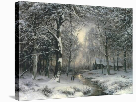 Wooded Winter Landscape, c.1899-Carl Fahrbach-Stretched Canvas