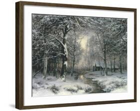 Wooded Winter Landscape, c.1899-Carl Fahrbach-Framed Giclee Print