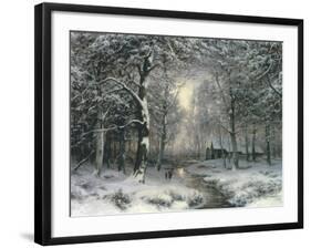 Wooded Winter Landscape, c.1899-Carl Fahrbach-Framed Giclee Print