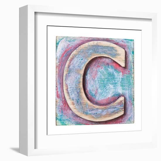 Wooden Alphabet Block, Letter C-donatas1205-Framed Art Print