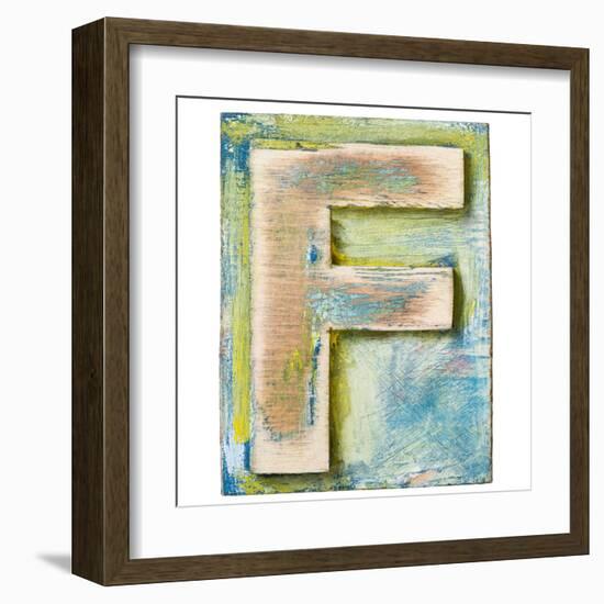 Wooden Alphabet Block, Letter F-donatas1205-Framed Art Print