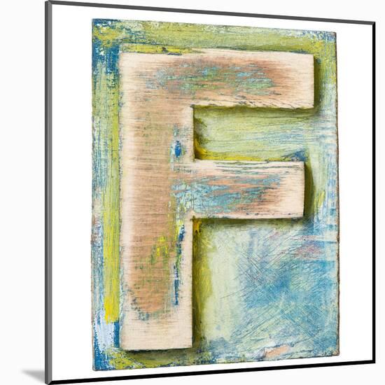 Wooden Alphabet Block, Letter F-donatas1205-Mounted Art Print