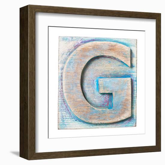 Wooden Alphabet Block, Letter G-donatas1205-Framed Art Print