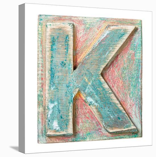Wooden Alphabet Block, Letter K-donatas1205-Stretched Canvas