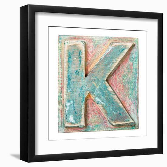 Wooden Alphabet Block, Letter K-donatas1205-Framed Art Print