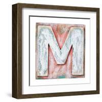 Wooden Alphabet Block, Letter M-donatas1205-Framed Art Print