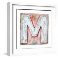 Wooden Alphabet Block, Letter M-donatas1205-Framed Art Print