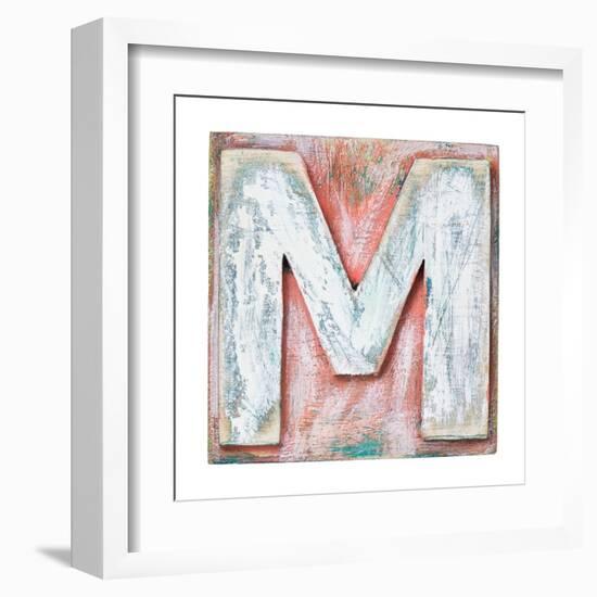 Wooden Alphabet Block, Letter M-donatas1205-Framed Art Print