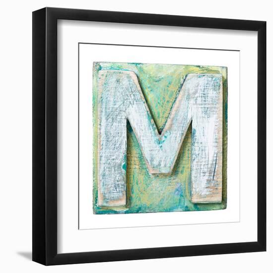 Wooden Alphabet Block, Letter M-donatas1205-Framed Art Print