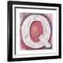 Wooden Alphabet Block, Letter Q-donatas1205-Framed Art Print