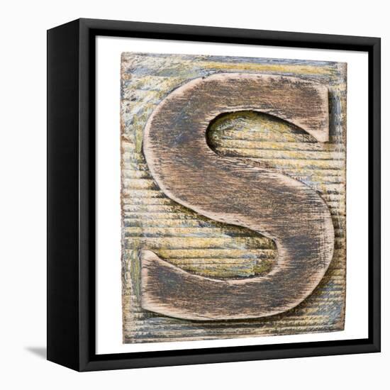 Wooden Alphabet Block, Letter S-donatas1205-Framed Stretched Canvas