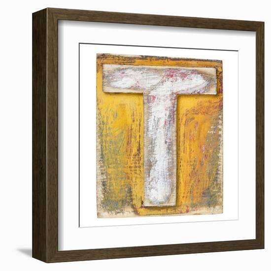 Wooden Alphabet Block, Letter T-donatas1205-Framed Art Print