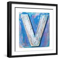 Wooden Alphabet Block, Letter V-donatas1205-Framed Art Print