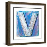 Wooden Alphabet Block, Letter V-donatas1205-Framed Art Print