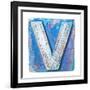 Wooden Alphabet Block, Letter V-donatas1205-Framed Art Print