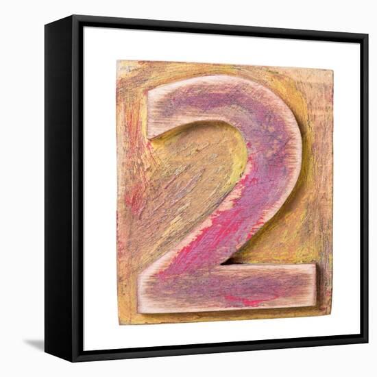 Wooden Alphabet Block, Number 2-donatas1205-Framed Stretched Canvas