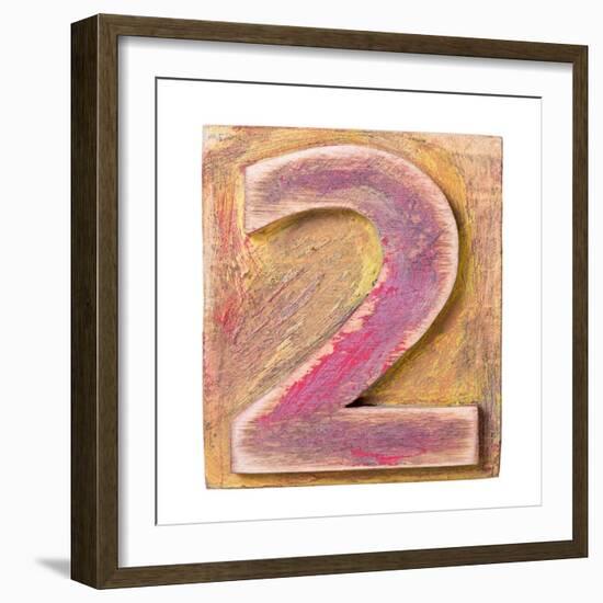 Wooden Alphabet Block, Number 2-donatas1205-Framed Art Print