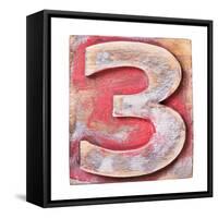 Wooden Alphabet Block, Number 3-donatas1205-Framed Stretched Canvas