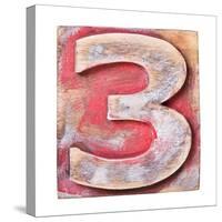 Wooden Alphabet Block, Number 3-donatas1205-Stretched Canvas