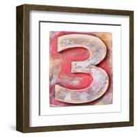 Wooden Alphabet Block, Number 3-donatas1205-Framed Art Print