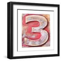 Wooden Alphabet Block, Number 3-donatas1205-Framed Art Print