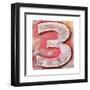 Wooden Alphabet Block, Number 3-donatas1205-Framed Art Print