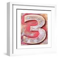 Wooden Alphabet Block, Number 3-donatas1205-Framed Art Print