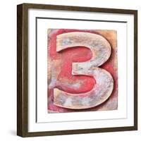 Wooden Alphabet Block, Number 3-donatas1205-Framed Art Print