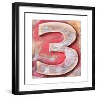 Wooden Alphabet Block, Number 3-donatas1205-Framed Art Print