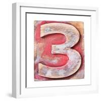 Wooden Alphabet Block, Number 3-donatas1205-Framed Art Print