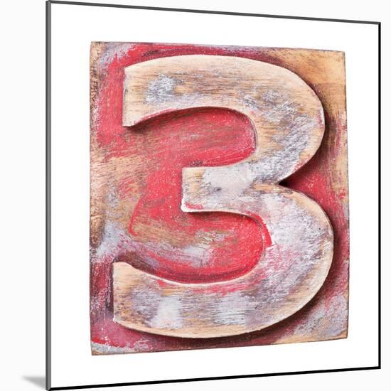 Wooden Alphabet Block, Number 3-donatas1205-Mounted Art Print