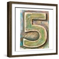 Wooden Alphabet Block, Number 5-donatas1205-Framed Art Print