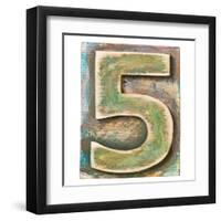 Wooden Alphabet Block, Number 5-donatas1205-Framed Art Print