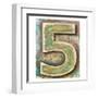 Wooden Alphabet Block, Number 5-donatas1205-Framed Art Print