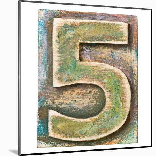 Wooden Alphabet Block, Number 5-donatas1205-Mounted Art Print