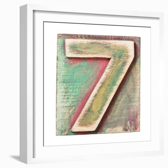 Wooden Alphabet Block, Number 7-donatas1205-Framed Art Print