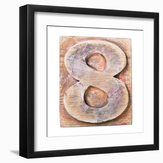 Wooden Alphabet Block, Number 8-donatas1205-Framed Art Print