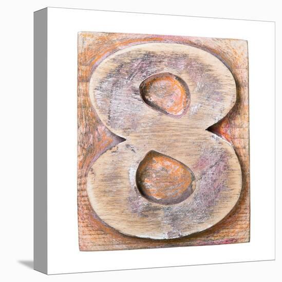 Wooden Alphabet Block, Number 8-donatas1205-Stretched Canvas