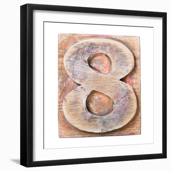 Wooden Alphabet Block, Number 8-donatas1205-Framed Art Print